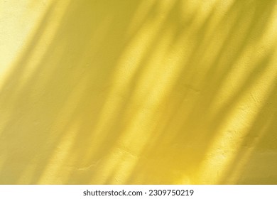 Natural shadow overlay on yellow colored grunge wall concrete texture background. Textures Light reflection from the window. - Shutterstock ID 2309750219