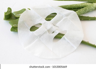 natural sheet mask for skin face from aloe vera on white