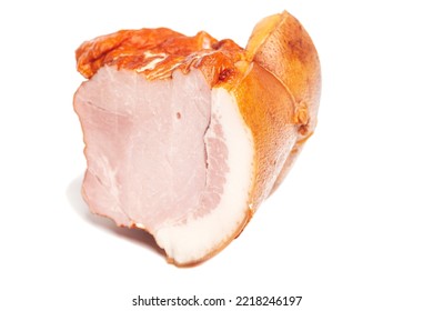 Natural Smoked Ham Isolated On White.