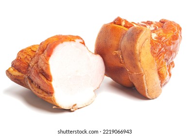 Natural Smoked Ham Isolated On White.