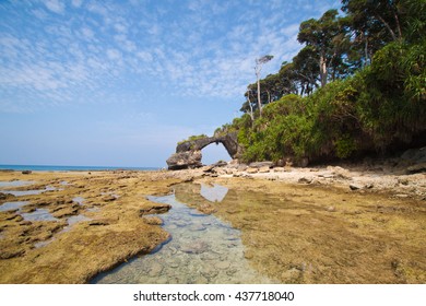 Natural stone bridge on the seashore, Neil island, Andaman and Nicobar islands, India