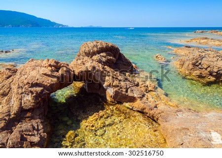 Natural Stone Grotto On Mediterranean Coast Stock Image