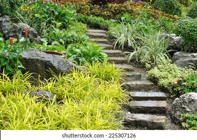 Natural Stone Stairs Landscaping In Home Garden