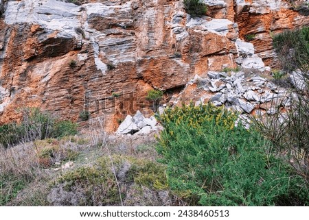 Natural stone surface detailed texture, Penteli mountain, Greece.