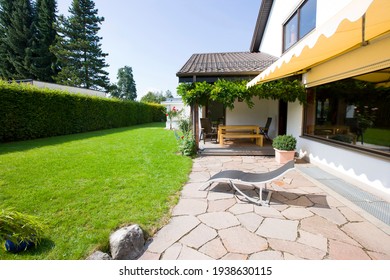 Natural Stone Terrace With Green Garden