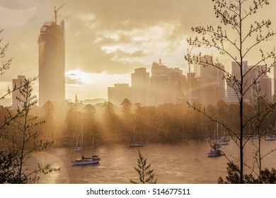 Natural Sun Rays After Brisbane Storm