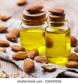 Natural sweet almond essential oil for beauty and spa
