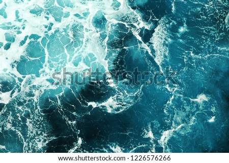 natural texture of agitated blue sea surface