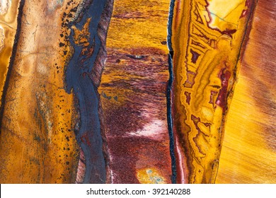 Natural Texture Background - Polished Surface Of Tiger's Eye (tiger-eye, Tigers Eye, Tiger Eye, ) Mineral Gem Stone Close Up