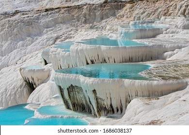 Natural Travertine Terraces Pamukkale Turkey Pamukkale Stock Photo ...