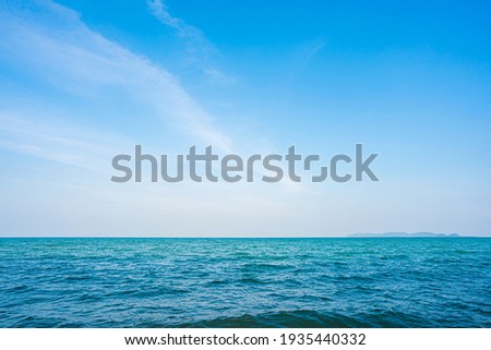 Natural tropical blue sea and sky background in Thailand.