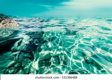 Natural Tropical Water Paradise Background. Travel Tropical Island Resort. Ocean Nature Tranquility Wallpaper.
