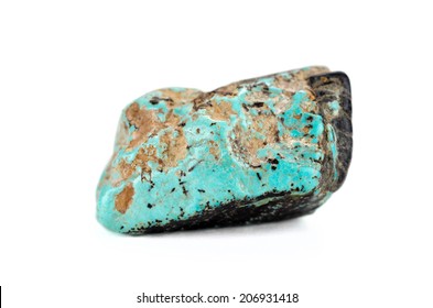 Natural Turquoise Tumbled Stone On White