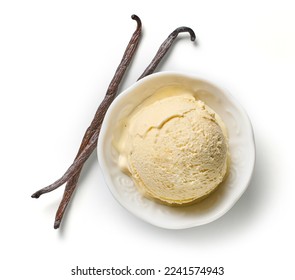 natural vanilla ice cream ball isolated on white background, top view - Powered by Shutterstock