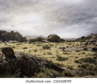 A Natural View At The Famous Texas Desert Plains Under A Gloomy Sky