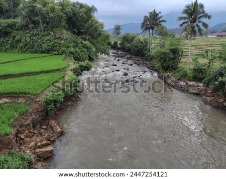 The natural views of rice fields and rivers are soothing to the eyes of those who see them