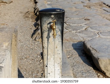 Natural Water Pump On A Street Of Pompeii.