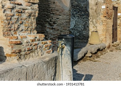 Natural Water Pump On A Street Of Pompeii.