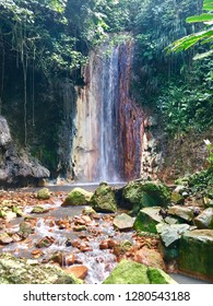 Natural Waterfall In St. Lucia