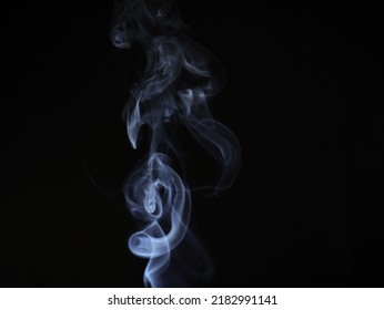 Natural White Steam Smoke Effect On Black Background With Blurred Abstract Motion For Layers Of Pollution, Cigarette Smoke, Gas, Dry Ice, Hot Food, Boiling Water Smoke Concept. High Quality Images