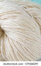 Natural White Wool Yarn Close Up