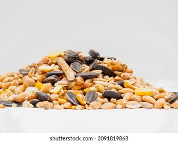 Natural Winter Food Selection Of Natural Seeds, Nuts And Pulses To Refill Feeders For Wild Birds