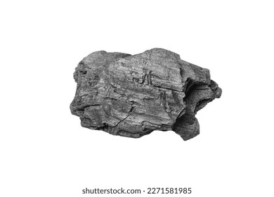 Natural wood charcoal isolated on white background