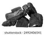 Natural wood charcoal, traditional charcoal or non smoke and odorless charcoal hard wood charcoal isolated on white background.