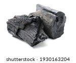 Natural wood charcoal,hard wood charcoal, isolated on white background