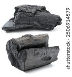 Natural wood charcoal,hard wood charcoal, isolated on white background