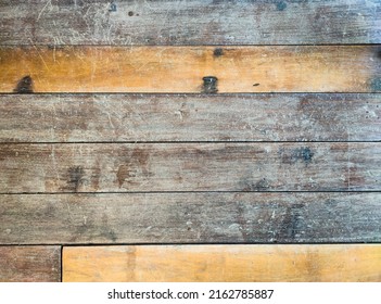 Natural Wood Floor Texture. Wood Prank With Worn Out Surface. Teak Background And Vertical Line.