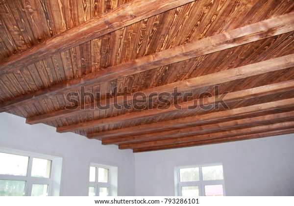 Natural Wooden Ceiling Cover White Clear Stock Photo Edit