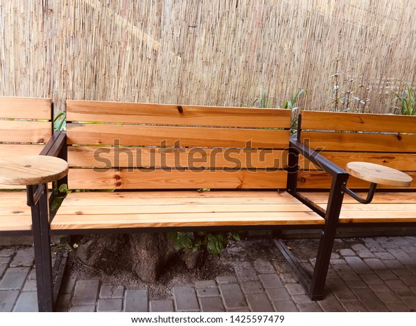 Natural Wooden Seat Benches Seats Different Stock Photo Edit Now