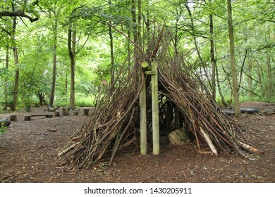 Natural Woodland Shelter Made Twigs Logs Stock Photo 1430205911 ...