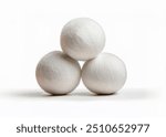 Natural Wool Dryer Balls on White Background - Eco-Friendly Laundry Alternative, Wool Dryer Balls isolated