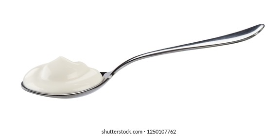 Natural Yogurt In Spoon