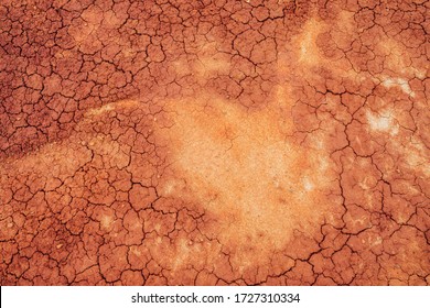 Nature Background Of Cracked Dry Lands. Natural Texture Of Soil With Cracks. Broken Clay Surface Of Barren Dryland Wasteland Close-up. Full Frame To Terrain With Arid Climate. Lifeless Desert On Earth