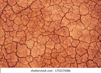 Nature Background Of Cracked Dry Lands. Natural Texture Of Soil With Cracks. Broken Clay Surface Of Barren Dryland Wasteland Close-up. Full Frame To Terrain With Arid Climate. Lifeless Desert On Earth