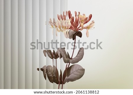 Nature background with flower behind patterned glass