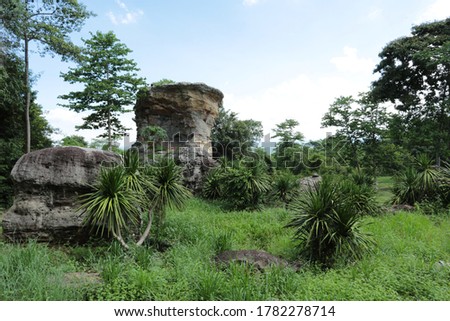 Nature backgrounds/Dramatic clouds and river with mountain and tree:  Hin chang si  view piont   at  Nam phong national park  khon kaen province  Thailand.