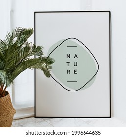 Nature Black Frame Mockup By Palm Leaves