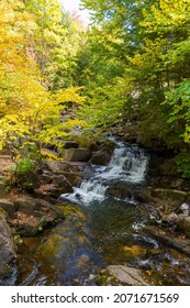 A Nature Landscape Of The Carbide Wilson Ruins Waterfall During Midday