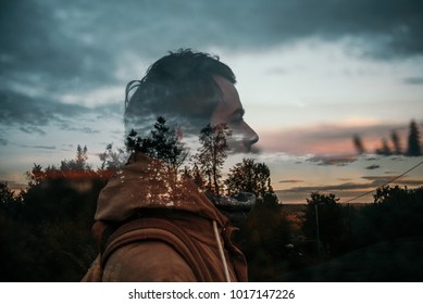 Nature And Man Double Exposure