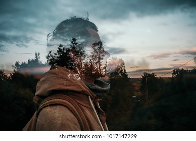 Nature And Man Double Exposure