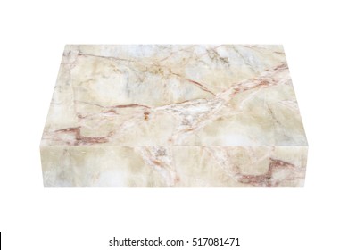 Nature Marble Block On White Background With Clipping Path