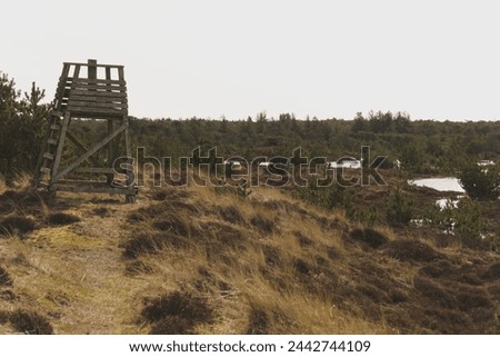 The nature, observation tower for use for hunting and bird watching. The observation towers are usually erected in central places in wooded areas