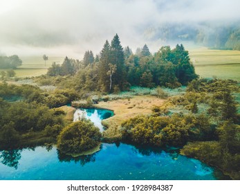 Nature Reserve Zelenci, Krajnska Gora, Slovenia, Europe. Wonderful Morning View Of Zelenci Nature Reserve