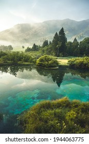 Nature Reserve Zelenci, krajnska gora, Slovenia, Europe. Wonderful morning view of Zelenci nature reserve. Slovenia travel.