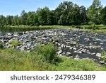 nature and river Ostravice near village Vratimov in Czech republic