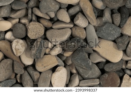 Nature sea pebbles background texture. natural aquarium soil. beach pebbles close up